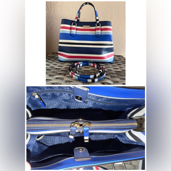 kate spade Handbags - Kate Spade New York Striped Crossbody Satchel Tote Bag - Red White & Blue